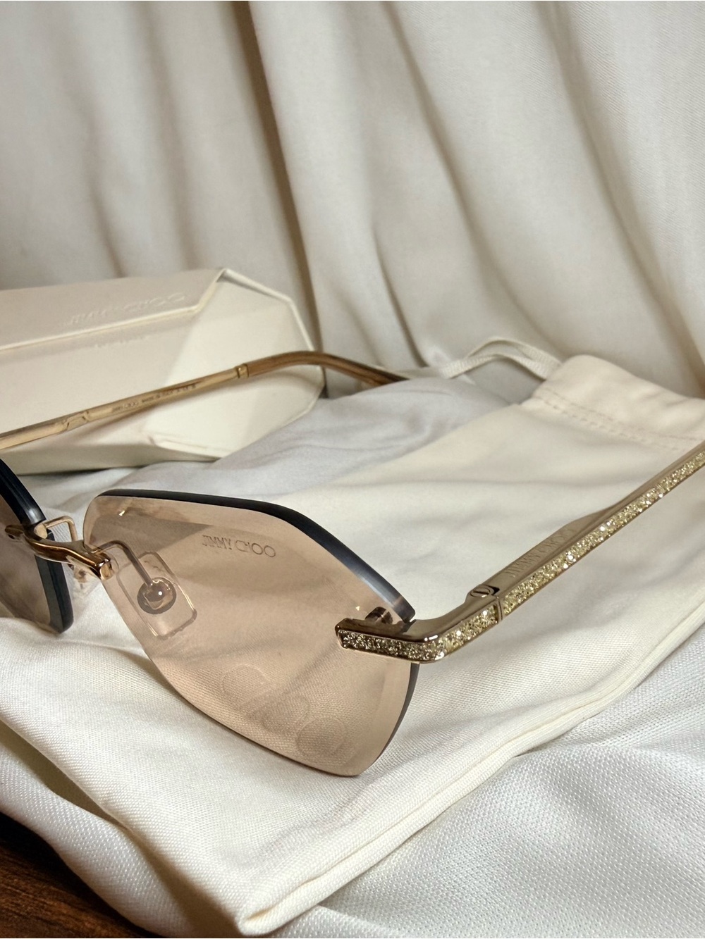 Jimmy Choo Gold-Tone Sunglasses with Champagne Gradient Lenses